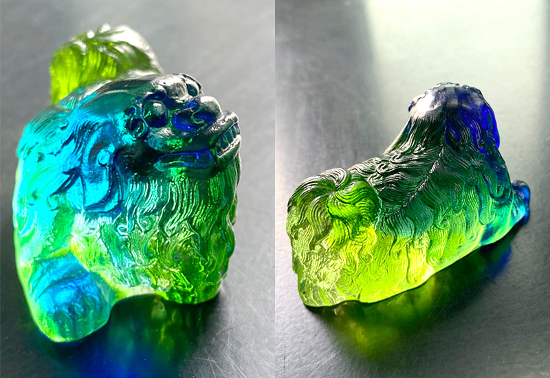 祥瀧 琉璃瑞獅(綠) 文鎮 擺飾 